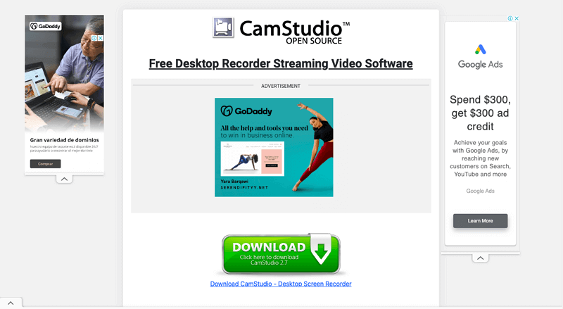 Camstudio Official Webpage Interface