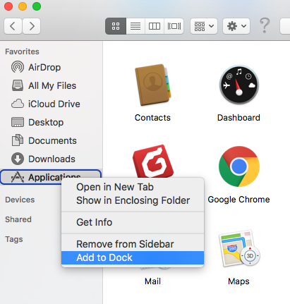 How to Add Applications Folder to Dock – Step 2