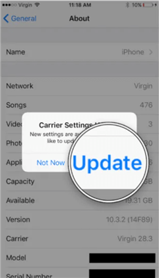 Search for Crrier Settings Update