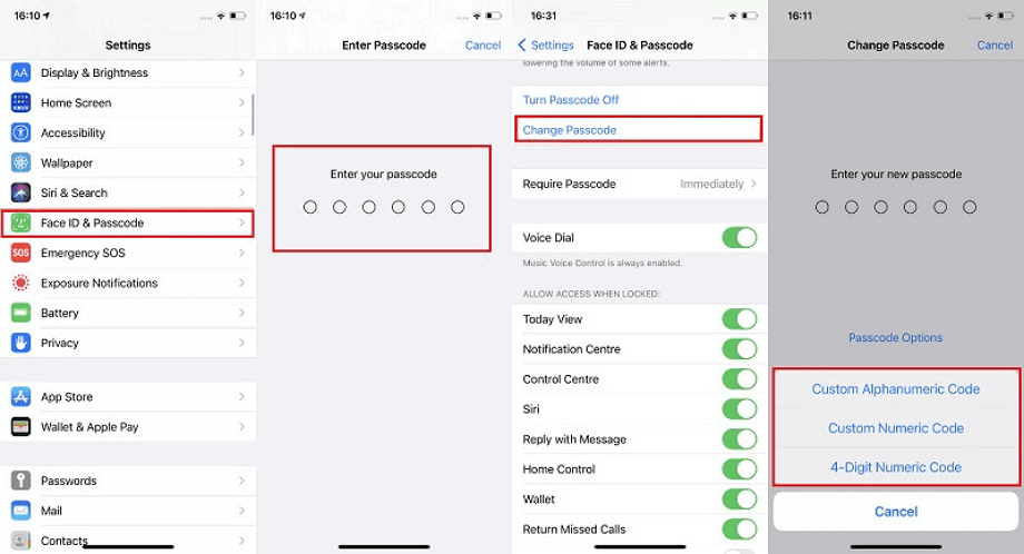 Change iPhone Passcode in Settings