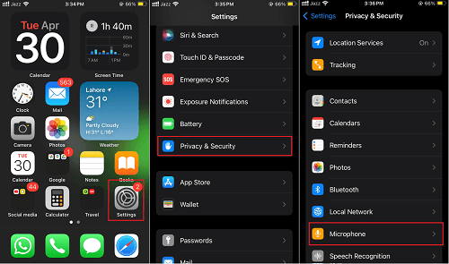 Change microphone settings and restrict apps