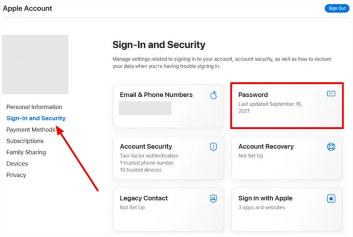 Change Password on Web
