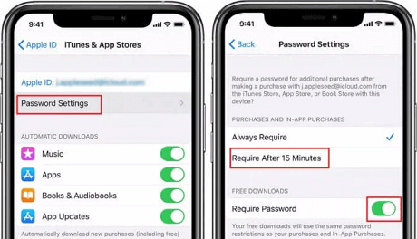 Change Password Settings for iTunes and App Store