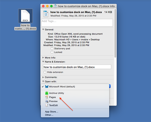 Set default program for file extension mac