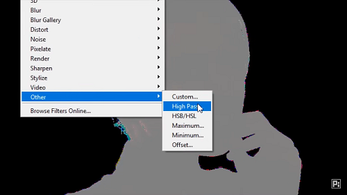 Changing high pass value in Adobe Photoshop