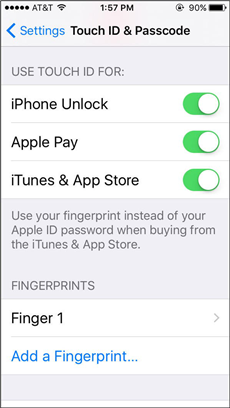 Check the Touch ID & Passcode Settings