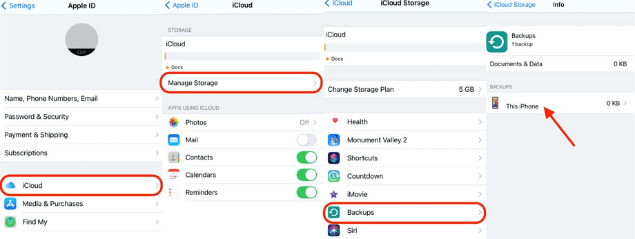 Check the Version of Backup in Settings