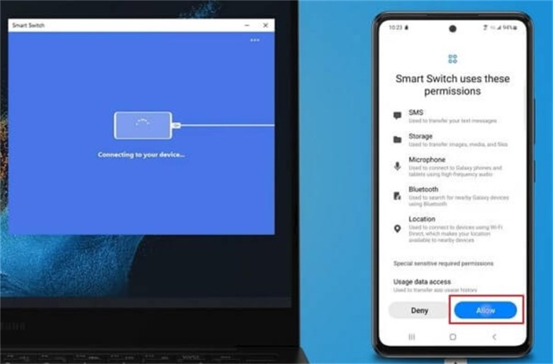 Choose Allow on Samsung