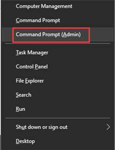 Choose Command Prompt (Admin)