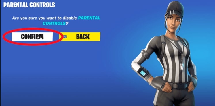 Choose Disable Parental Control Option