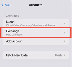 Select Accounts and Then Choose Exchange