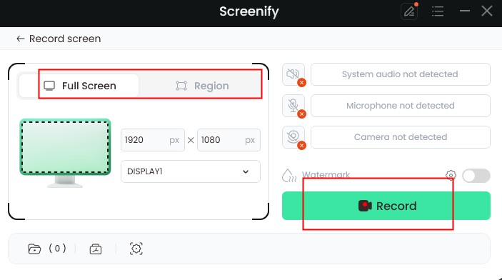 Choose Full Screen or Region