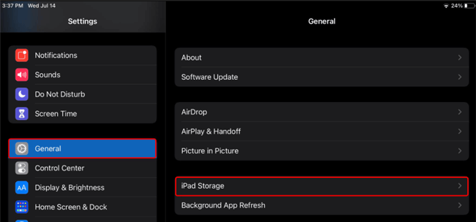 Choose iPad Storage