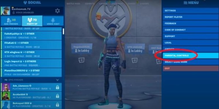 Choose Parental Control Tab