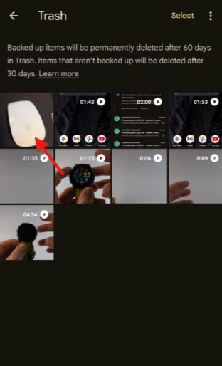 Choose Photos to Back