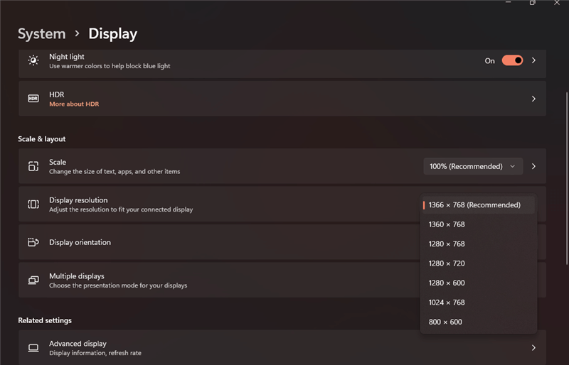 Choose Recommended Resolution