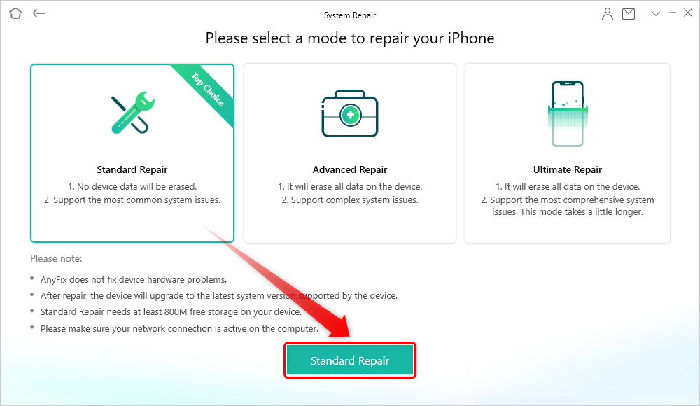 Choose Standard Repair