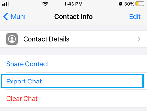 Choose the Export Chat Option