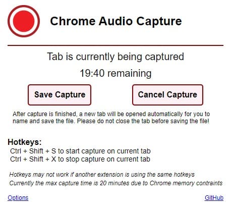 Chrome Audio Capture Extension