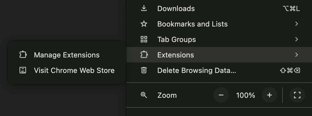 Mac Chrome Manage Extensions