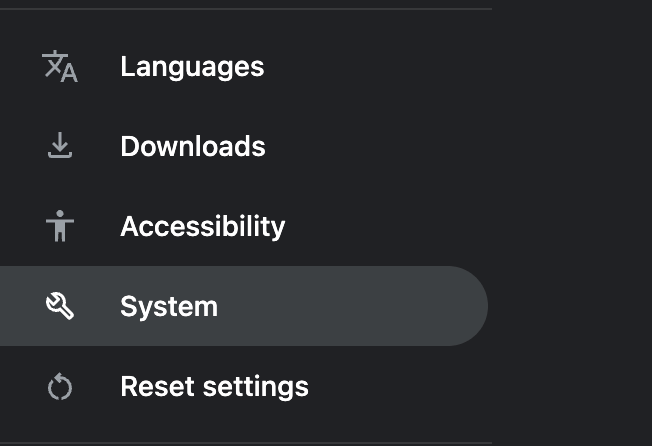 Chrome System Settings