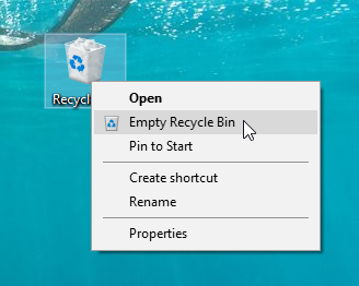 Delete everything from the Recycle Bin