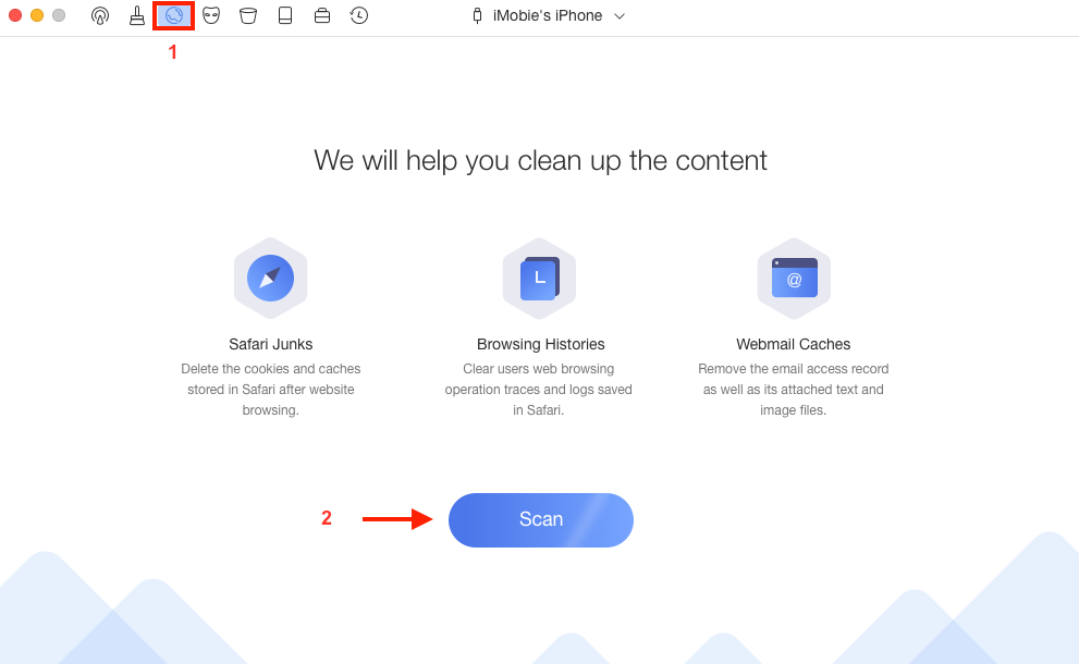 How to Clear History on iPhone by Using PhoneClean – Step 1