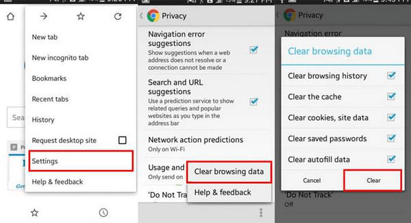 Clear Browsing Data on Chrome