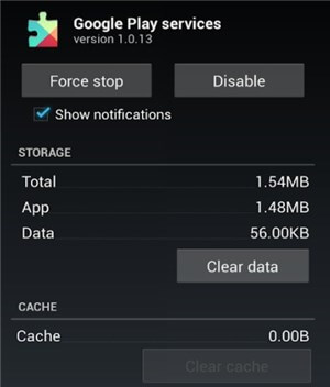 Clear Google Play Services Data and Cache
