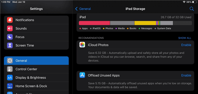 Clear iPad Storage in Settings