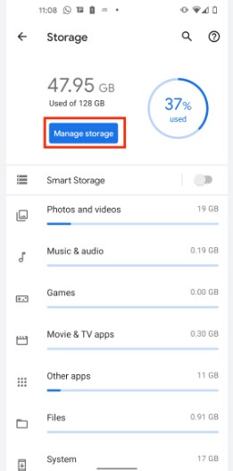 Clear Phone Storage 