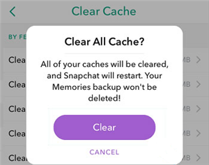 Clear Snapchat Cache Files
