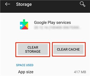 Clear Storage on Google Play Services