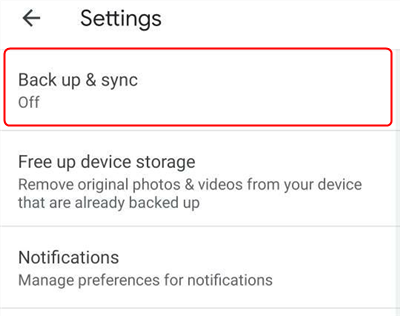 Tap on Back up & sync