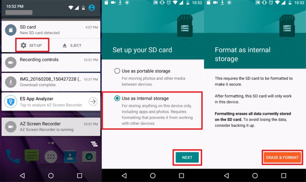 Click Erase and Format
