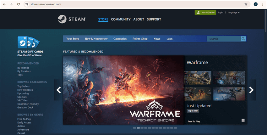 Select Install Steam