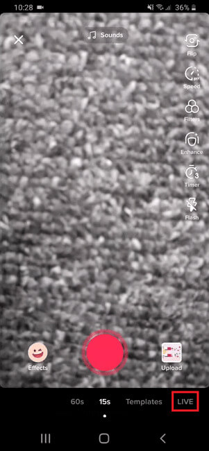 Click the TikTok Live option.