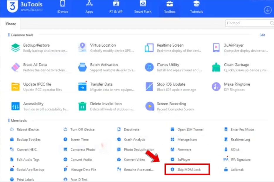 Click on the Skip MDM Lock Option