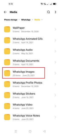 Select the Whatsapp images