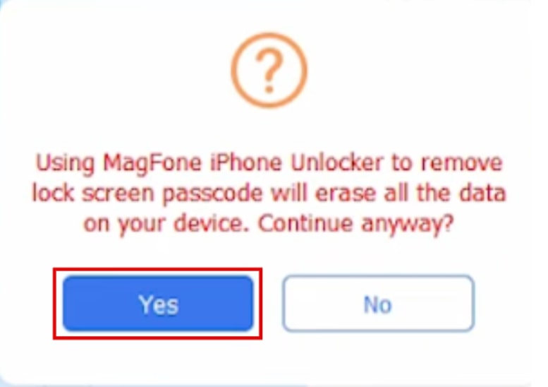 Click on Yes