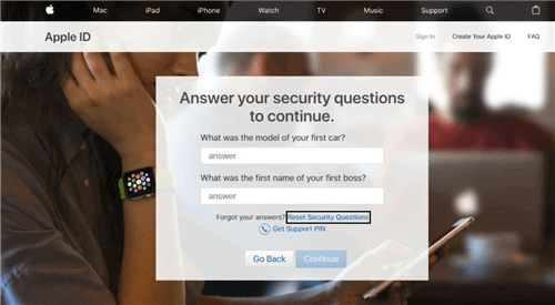 Click Reset Security Questions