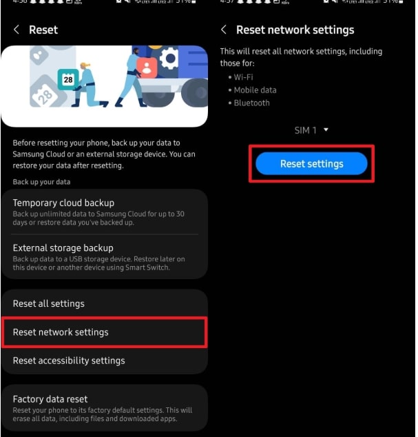 Click Reset Settings