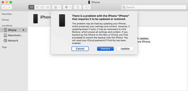 Click Restore to Unlock iPhone 7 via iTunes