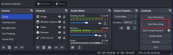 Start Recording in OBS