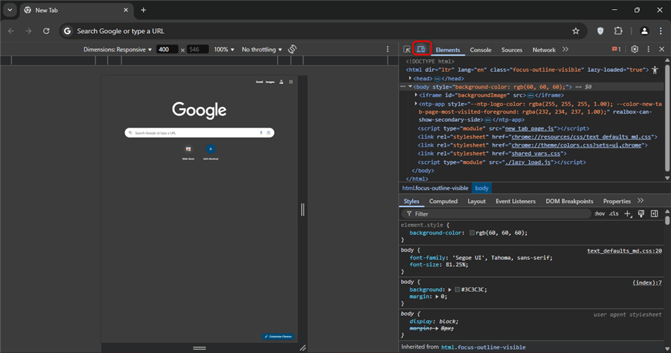 Click The Phone/Tablet Icon