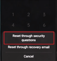 Click Reset Through Security Question