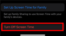 Click Turn off Screen Time