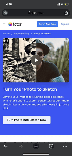 “Turn Photo into Sketch Now.”