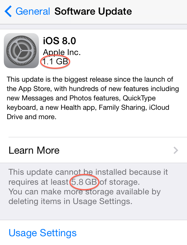 Common iOS 8 Problems – Haven't Enough Storage for Upgrading