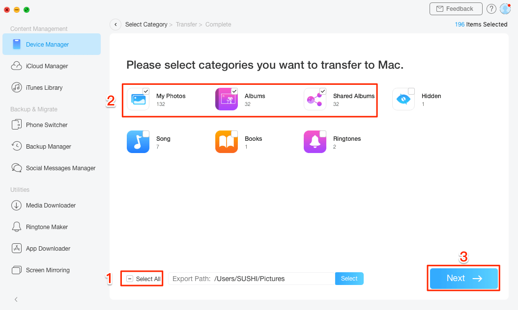 Transfer Data from iPhone to Mac – Step 2